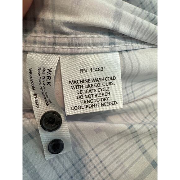 WRK 4-Way Stretch Pink Check Dress Shirt Size 15 Long Sleeve Modern Fit - Picture 6 of 6